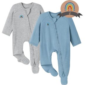 Momcozy Boy Girl Baby Pajamas Onesie, 0-24 M Temp-Sensing 2-Way Zipper Newborn Sleepers, Stretch Viscose Derived from Bamboo