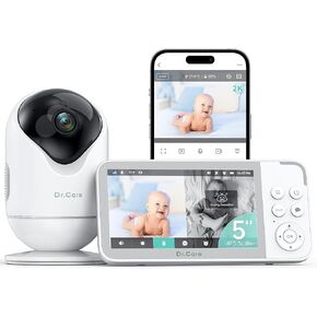 VistaView Smart WiFi Baby Monitor - 5" 1080P Split Screen & 2K Camera App Control, Cry & Motion Alerts, HD Night Vision, 5000mAh Battery, 2-Way Talk, Multi-User, Triple Security, 1279ft Range