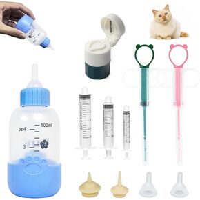 4-in-1 Set Cat Pill Shooter Dog Pill Shooter, Liquid Medicine Dispenser and Pet Pill Crusher and Cutter, Feed Pills, Water and Milk, Reusable for Puppies and Kittens(Piller+ Cutter+ Grinder)
