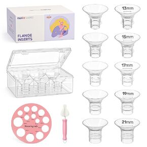 Nuliie 10PCS Flange Sizing kit 13/15/17/19/21mm for 24mm Flange/Shield of Most Pumps, BPA-Free Flange Inserts, Compatible with Momcozy/Elvie/Spectra/Bellababy/TSRETE/Nuliie Breast Pumps