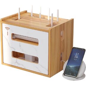 Catekro WIFI Router Storage Box, wifi Cabinet to Hide Router and Modem, Router Cover Decorative Box for Office and Home (273-Brown)