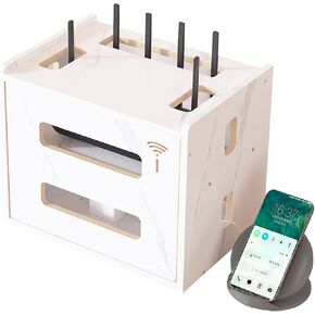 Catekro WIFI Router Storage Box, wifi Cabinet to Hide Router and Modem, Router Cover Decorative Box for Office and Home (273-White)