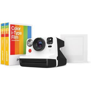 Polaroid Now Gen2 I-Type Instant Film Camera Gift Bundle - Now Gen2 Black and White with Double Pack of Color Film (16 Photos) Bonus White Small Photo Album (6440)