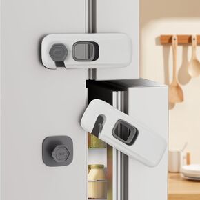 2Pack Child Proof Refrigerator Lock,Fridge Locks for Kids with Sticky Adhesive Pads,Baby Safety Locks for Fridges, Cabinets, Drawers, Double Doors and More (2 Pack)