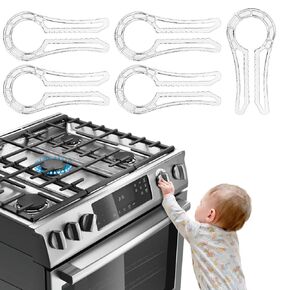 Gas Stove Knob Locks, Clear Baby Proofing Stove Knob Safety Covers, Oven Lock Child Safety Stove Guard, Pack of 5