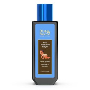 Blue Nectar Baby Oil with Pure Kumkumadi Oil for Glow & Hydration | Ayurvedic Baby Massage Oil for New Born | 100% Natural & Safe Baby Product for Delicate Skin (17 Herbs, 3.38 Fl Oz)