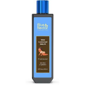 Blue Nectar Baby Oil with Pure Kumkumadi Oil for Glow & Hydration | Ayurvedic Baby Massage Oil for New Born | 100% Natural & Safe Baby Product for Delicate Skin (17 Herbs, 3.38 Fl Oz) in Kuwait