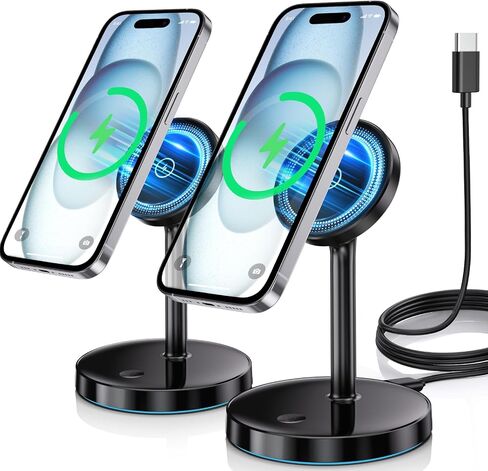 Magnetic Phone Stand for Desk Mag-Safe Phone Holder Adjustable Angle Phone Stand with 360° Rotation Folding Cell Phone Stand Compatible with iPhone 16 15 14 13 12 Series in Saudi Arabia