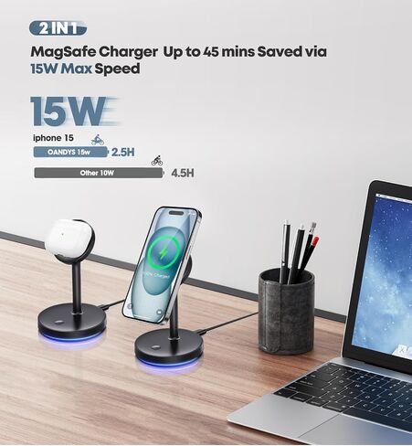 Magnetic Phone Stand for Desk Mag-Safe Phone Holder Adjustable Angle Phone Stand with 360° Rotation Folding Cell Phone Stand Compatible with iPhone 16 15 14 13 12 Series in Saudi Arabia