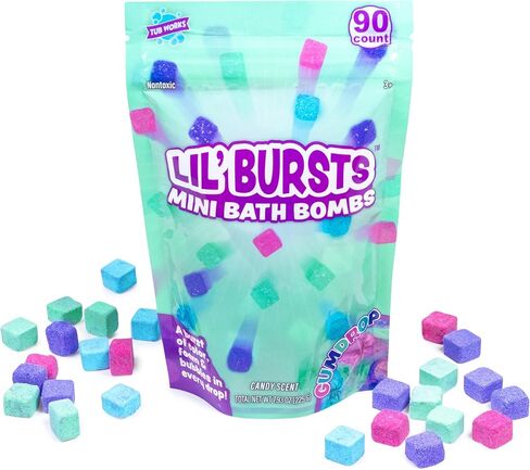 Tub Works® Lil' Bursts™ Mini Bath Bombs for Kids, 90 Count, Rainbow | Nontoxic | Tiny Kids Bath Bombs with A Burst of Color, Foam & Bubbles | Customize Kids Bath with 7 Fun Bath Colors | Make Bath Art in Kuwait