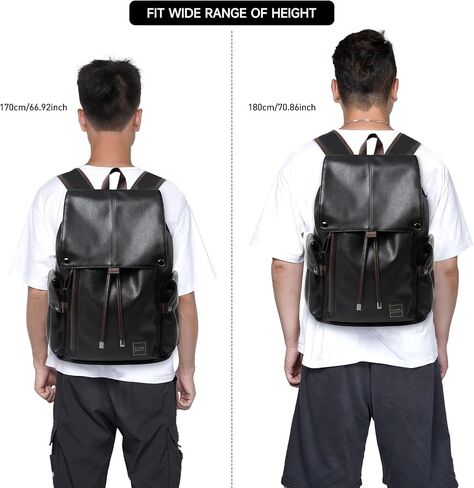 MATE ELAN Black Leather Laptop Backpack For Men Waterproof Vintage Business School Travel College Student Bookbag Casual Work Overnight Backpack in Saudi Arabia