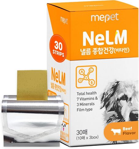 Mepet NeLM Dental Support for Dogs - Dental Care with Propolis Extract, Remove Plaque & Tartar, Bad Dog Breath - Orally Dissolving Film, Allergens and Additives Free - Beef Flavor (30 Strips) in Saudi Arabia