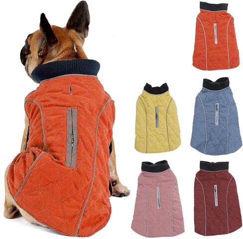 Cold Winter Dog Pet Coat Jacket Vest Warm Outfit Clothes for Small Medium Large Dogs XS Orange CW-181117-C338-Orange-XS in Kuwait