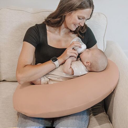 Konssy 2 Pack Nursing Pillow Covers, Soft Stretchy Cover for Breastfeeding | Covers Only, Milk Silk Fabric, Breathable & Machine Washable, Slipcovers for Newborn Baby Boy Girl, (Beige, Blossom) in Saudi Arabia