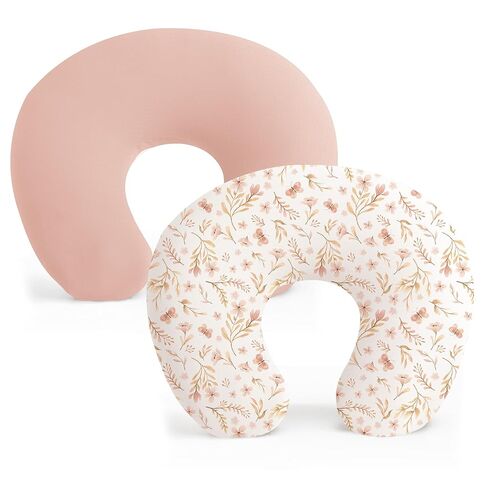 Konssy 2 Pack Nursing Pillow Covers, Soft Stretchy Cover for Breastfeeding | Covers Only, Milk Silk Fabric, Breathable & Machine Washable, Slipcovers for Newborn Baby Boy Girl, (Beige, Blossom) in Saudi Arabia
