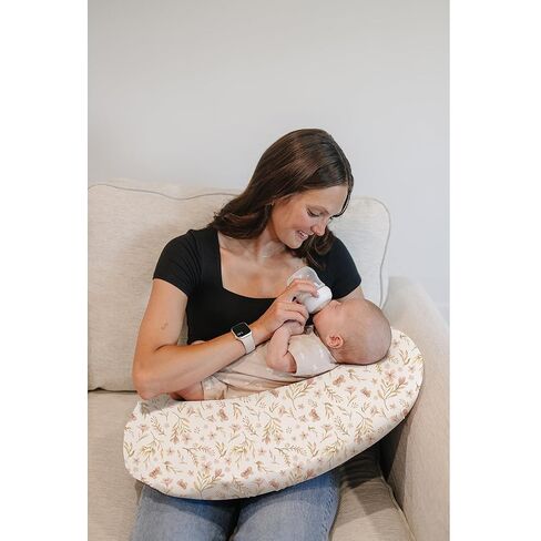 Konssy 2 Pack Nursing Pillow Covers, Soft Stretchy Cover for Breastfeeding | Covers Only, Milk Silk Fabric, Breathable & Machine Washable, Slipcovers for Newborn Baby Boy Girl, (Beige, Blossom) in Saudi Arabia