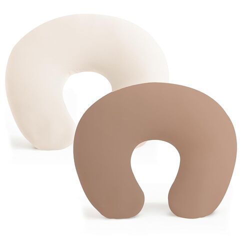 Konssy 2 Pack Nursing Pillow Covers, Soft Stretchy Cover for Breastfeeding | Covers Only, Milk Silk Fabric, Breathable & Machine Washable, Slipcovers for Newborn Baby Boy Girl, (Beige, Blossom) in Saudi Arabia