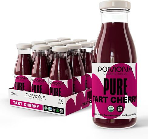 Pomona Organic Pure Black Cherry Juice, Cold Pressed Organic Juice, Non-GMO, No Sugar Added, Not from Concentrate, Gluten Free, Kosher Certified, Preservative Free 8.4 Ounce (Pack of 12), in Saudi Arabia