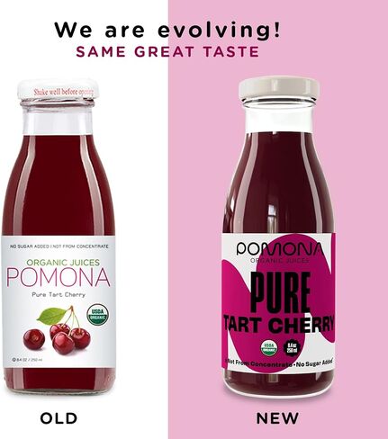 Pomona Organic Pure Black Cherry Juice, Cold Pressed Organic Juice, Non-GMO, No Sugar Added, Not from Concentrate, Gluten Free, Kosher Certified, Preservative Free 8.4 Ounce (Pack of 12), in Saudi Arabia