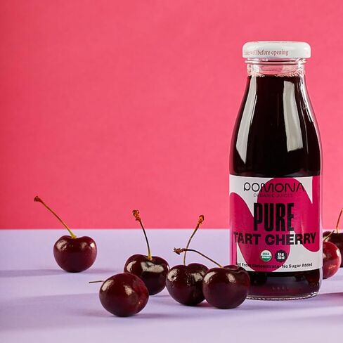 Pomona Organic Pure Black Cherry Juice, Cold Pressed Organic Juice, Non-GMO, No Sugar Added, Not from Concentrate, Gluten Free, Kosher Certified, Preservative Free 8.4 Ounce (Pack of 12), in Saudi Arabia