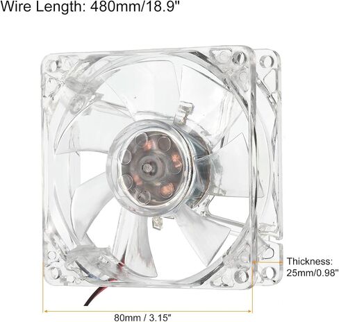 MECCANIXITY Clear Computer Case Fan 1800RPM 80mm 4 Pin Blue LED Silent Cooling Fan 4 LED 12V for Desktop Computer Radiators with 4 Screws in Saudi Arabia