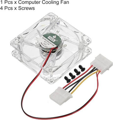 MECCANIXITY Clear Computer Case Fan 1800RPM 80mm 4 Pin Blue LED Silent Cooling Fan 4 LED 12V for Desktop Computer Radiators with 4 Screws in Saudi Arabia