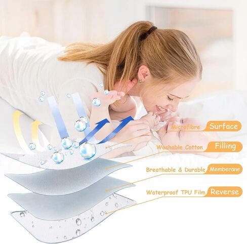 Yoofoss Waterproof Crib Mattress Protector, Quilted Crib Mattress Pad Cover Soft and Breathable, Machine Washable Toddler Mattress Protector for Standard Baby Crib Size 52''x28'' in Saudi Arabia