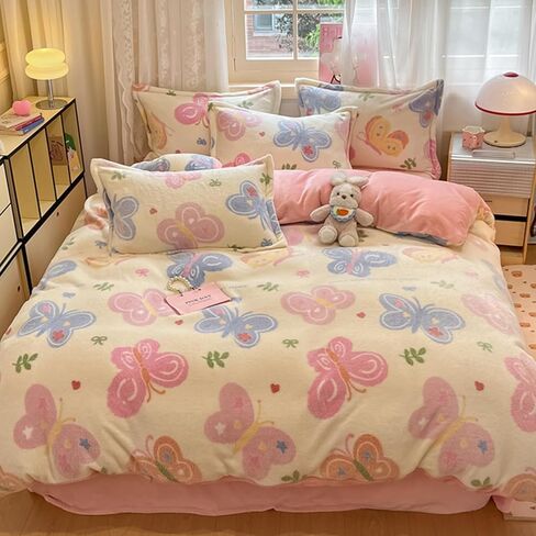 MorroMorn Twin Bedding Sets, Pink Rainbow Duvet Cover Set, Fluffy Comforter Covers Blanket Ultra Soft Kawaii Cute for Girls Kids Toddler Teen Women Twin/Twin XL Size in Saudi Arabia