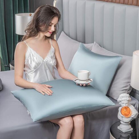 Mulberry Silk Pillowcase for Hair and Skin,Toddler Size Kids Silk Pillow Case with Hidden Zipper,Allergen Proof Dual Sides Soft Breathable Smooth Silk Pillow Cover(Toddler,Aqua Blue) in Saudi Arabia