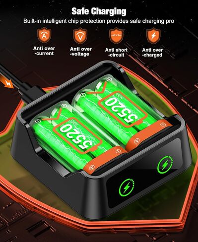 DINOSTRIKE Fast Charging 2X 5520mWh Xbox Batteries Rechargeable Battery Pack Charger Station for Xbox One/Xbox Series X|S Xbox One S/Xbox One X/Xbox One Elite Wireless Controllers in Saudi Arabia