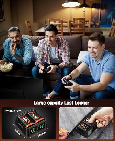 DINOSTRIKE Fast Charging 2X 5520mWh Xbox Batteries Rechargeable Battery Pack Charger Station for Xbox One/Xbox Series X|S Xbox One S/Xbox One X/Xbox One Elite Wireless Controllers in Saudi Arabia