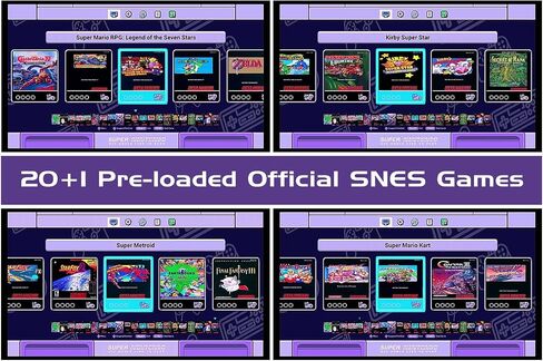 وحدة تحكم ألعاب الفيديو لـ SNES Classic Edition Spuer لنظام NES Mini، تحميل مسبق 21 مسؤول لألعاب SNES الأصلية، وصلة إلى تلفزيون عالي الدقة، التوصيل والتشغيل in Saudi Arabia