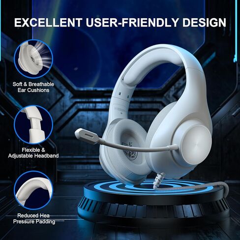 Gaming Headset PS5 Headset, Wired Headset with 7.1 Surround Sound, H-7 Gaming Over Ear Headphones with Noise Cancelling Flexible Mic Memory Earmuffs, for PC/PS5/PS/XboxSeries X/S/Switch (Purple) in Kuwait