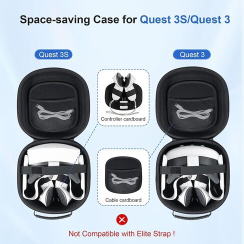 DEVASO Hard Carrying Case for Meta Quest 3S, VR Gaming Headset and Touch Controllers Accessories Travel Case, Small Hard Shell Storage Case for Oculus Quest 3S/Quest 3/Vision Pro, Black in Saudi Arabia