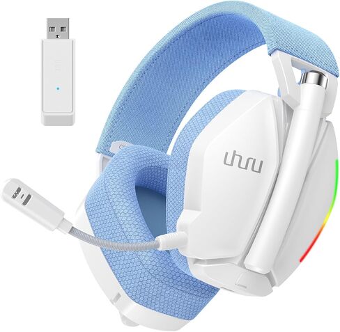 UHURU Dual Wireless Gaming Headset with Microphone for PS5 PS4 PC: Gaming Headphones with Stereo Sound - 32Hr Battery - Cool RGB in Saudi Arabia