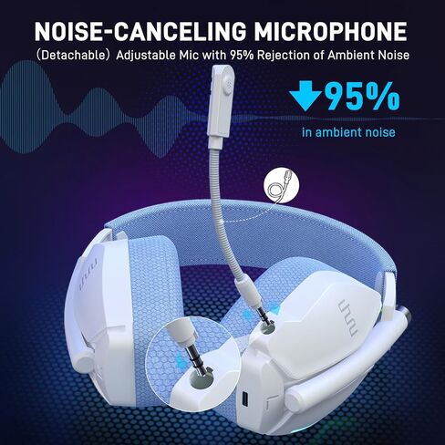UHURU Dual Wireless Gaming Headset with Microphone for PS5 PS4 PC: Gaming Headphones with Stereo Sound - 32Hr Battery - Cool RGB in Saudi Arabia