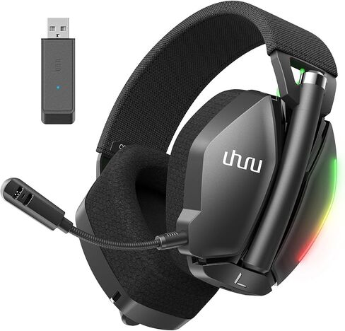 UHURU Dual Wireless Gaming Headset with Microphone for PS5 PS4 PC: Gaming Headphones with Stereo Sound - 32Hr Battery - Cool RGB in Saudi Arabia