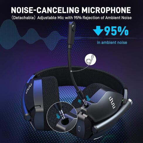 UHURU Dual Wireless Gaming Headset with Microphone for PS5 PS4 PC: Gaming Headphones with Stereo Sound - 32Hr Battery - Cool RGB in Saudi Arabia