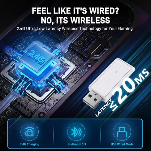 UHURU Dual Wireless Gaming Headset with Microphone for PS5 PS4 PC: Gaming Headphones with Stereo Sound - 32Hr Battery - Cool RGB in Saudi Arabia