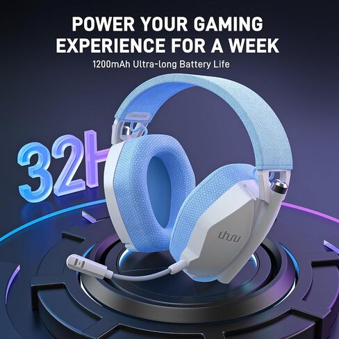 UHURU Dual Wireless Gaming Headset with Microphone for PS5 PS4 PC: Gaming Headphones with Stereo Sound - 32Hr Battery - Cool RGB in Saudi Arabia