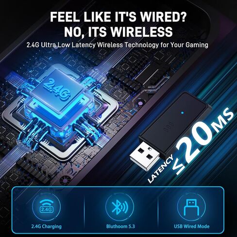 UHURU Dual Wireless Gaming Headset with Microphone for PS5 PS4 PC: Gaming Headphones with Stereo Sound - 32Hr Battery - Cool RGB in Saudi Arabia