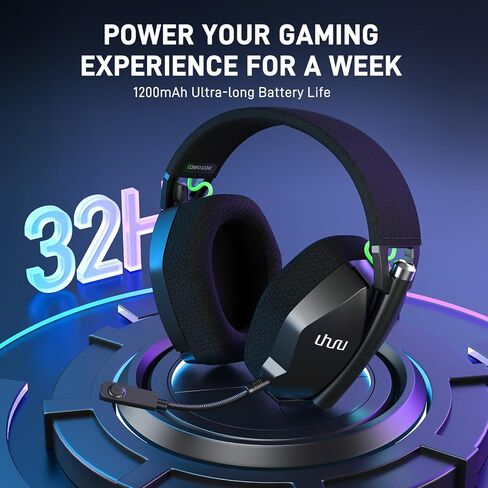 UHURU Dual Wireless Gaming Headset with Microphone for PS5 PS4 PC: Gaming Headphones with Stereo Sound - 32Hr Battery - Cool RGB in Saudi Arabia