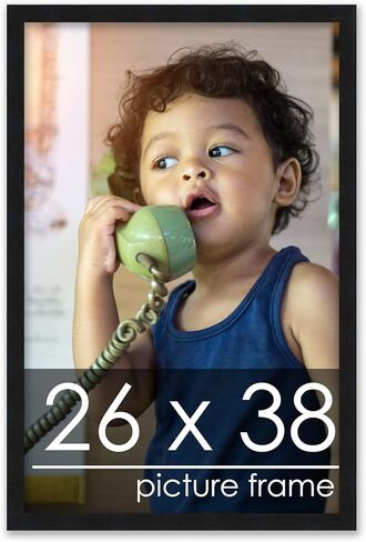 Poster Palooza 18x24 Frame Black Solid Wood Picture Frame | 0.75 Inch Moulding Width | Includes UV Acrylic Plexiglass, Foam Board Backing & Hanging Hardware in Kuwait