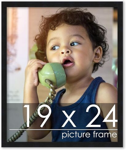 Poster Palooza 18x24 Frame Black Solid Wood Picture Frame | 0.75 Inch Moulding Width | Includes UV Acrylic Plexiglass, Foam Board Backing & Hanging Hardware in Kuwait