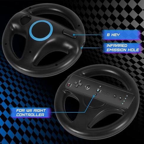 Steering Wheel for Wii Remote Controller - Steering Wheel for Wii Mario Kart - Racing Wheel for Nintendo Wii Games - Wii and Wii U Game Accessories - 2 Pack in Kuwait