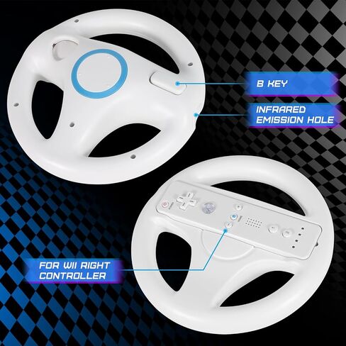 Steering Wheel for Wii Remote Controller - Steering Wheel for Wii Mario Kart - Racing Wheel for Nintendo Wii Games - Wii and Wii U Game Accessories - 2 Pack in Kuwait