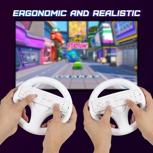 Steering Wheel for Wii Remote Controller - Steering Wheel for Wii Mario Kart - Racing Wheel for Nintendo Wii Games - Wii and Wii U Game Accessories - 2 Pack in Kuwait