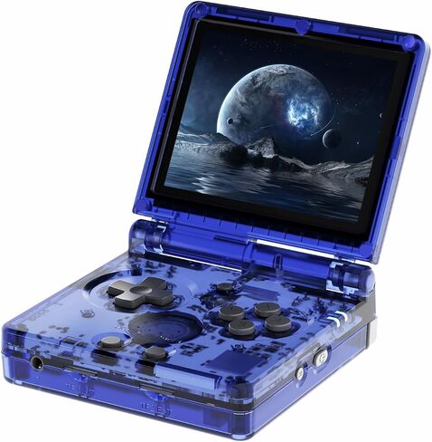 RG35XXSP Handheld Clamshell Games Consoles Built-in 64G TF Card 5000+ Games Portable Style Flip Hand Held Game Video Consoles Linux System with Case (Black Transparent) in Saudi Arabia