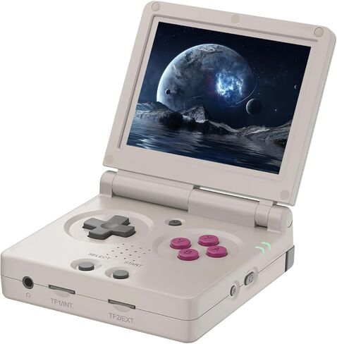 RG35XXSP Handheld Clamshell Games Consoles Built-in 64G TF Card 5000+ Games Portable Style Flip Hand Held Game Video Consoles Linux System with Case (Black Transparent) in Saudi Arabia