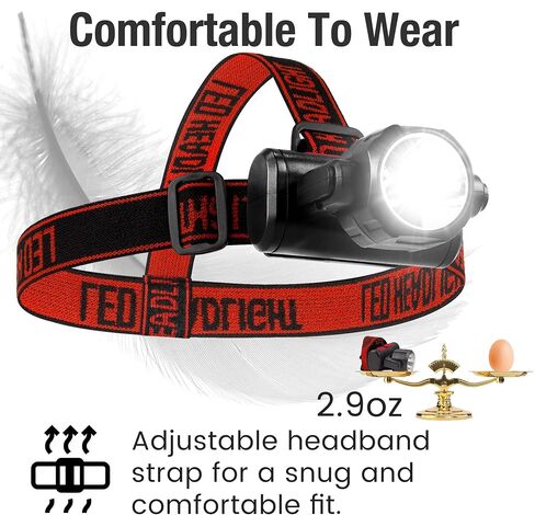 Jexree Headlamp Rechargeable 1500 Lumen LED USB Rechargeable Headlight w/Red Light IP65 Waterproof Head Lamp with Bright Flashlight Beam for Hiking & Outdoor Camping Gear, Black in Saudi Arabia